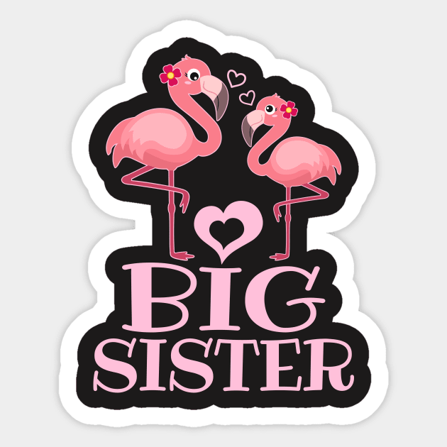 Flamingo Shirt - Big Sister Sticker by redbarron